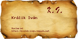 Králik Iván névjegykártya
