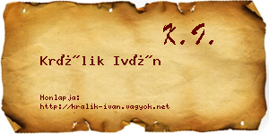 Králik Iván névjegykártya